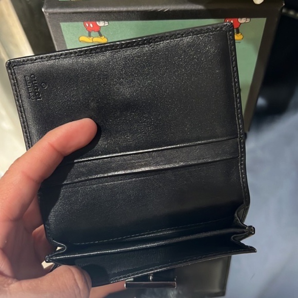 🖤GUCCI GG MONOGRAM CANVAS LEATHER CARD WALLET